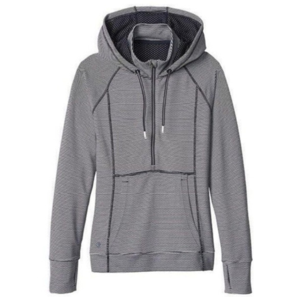Athleta Heavenly Hail striped hoodie sweatshirt • navy blue